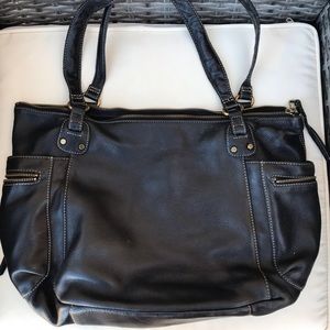 Fossil Black Leather Shoulder Bag Hobo Purse